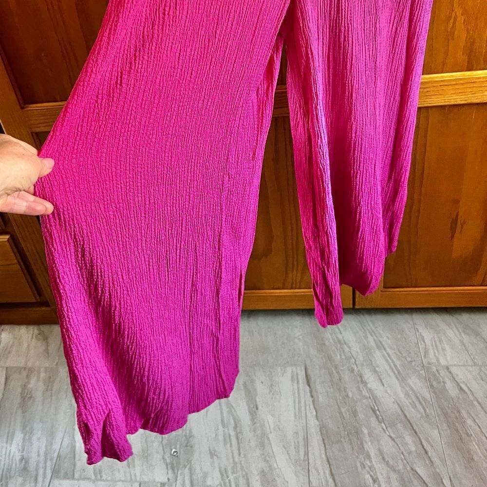 Jade by Jane XL Jumpsuit textured shirt sleeve fushia NWOT - Picture 8 of 10